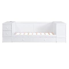 Bellemave® Twin Size Daybed with Storage Arms, Trundle and Charging Station - Bellemave