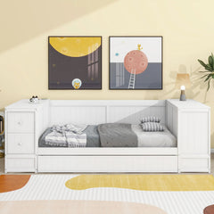Bellemave® Twin Size Daybed with Storage Arms, Trundle and Charging Station - Bellemave