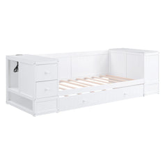 Bellemave® Twin Size Daybed with Storage Arms, Trundle and Charging Station - Bellemave