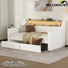 Bellemave® Twin Size Daybed with Storage Drawers,Charging Station and LED Lights - Bellemave