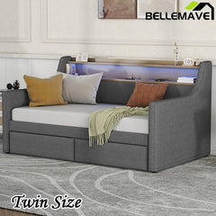 Bellemave® Twin Size Daybed with Storage Drawers,Charging Station and LED Lights - Bellemave