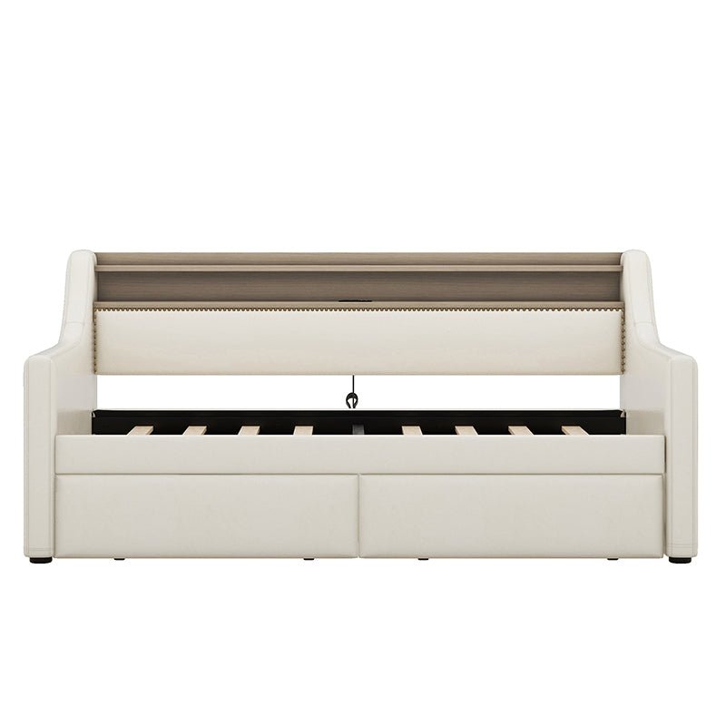 Bellemave® Twin Size Daybed with Storage Drawers,Charging Station and LED Lights - Bellemave