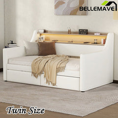 Bellemave® Twin Size Daybed with Storage Drawers,Charging Station and LED Lights - Bellemave
