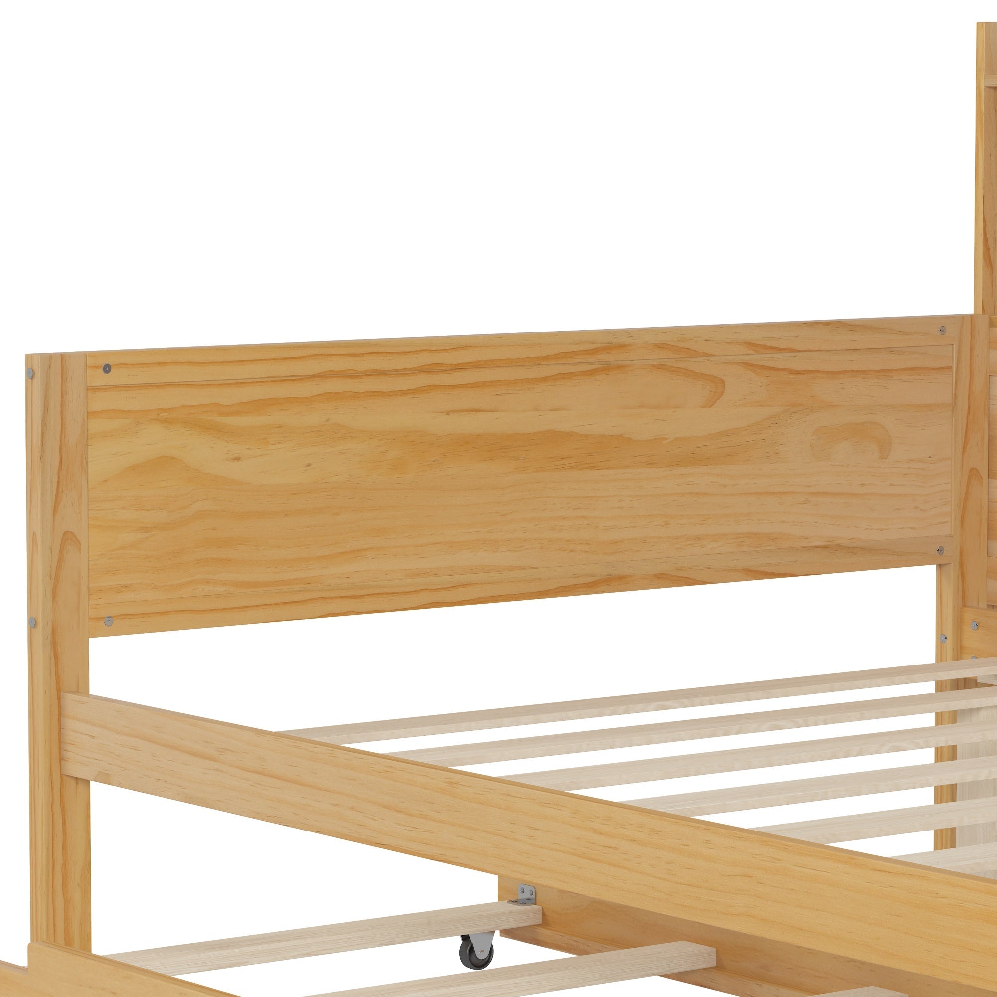 Bellemave® Twin Size Daybed with Trundle Bed and Desk, Wooden Daybed with Storage Shelves, Natural - Bellemave