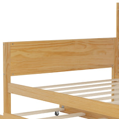 Bellemave® Twin Size Daybed with Trundle Bed and Desk, Wooden Daybed with Storage Shelves, Natural - Bellemave