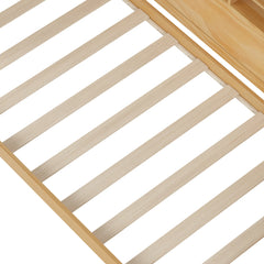 Bellemave® Twin Size Daybed with Trundle Bed and Desk, Wooden Daybed with Storage Shelves, Natural - Bellemave