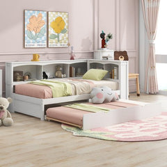 Bellemave® Twin Size Daybed with Trundle Bed, Storage Cabinets and USB Ports - Bellemave