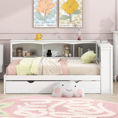 Bellemave® Twin Size Daybed with Trundle Bed, Storage Cabinets and USB Ports - Bellemave