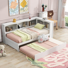 Bellemave® Twin Size Daybed with Trundle Bed, Storage Cabinets and USB Ports - Bellemave