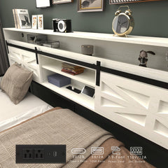 Bellemave® Twin Size Daybed with Trundle & Storage Headboard, Metal Twin Daybed Frame with LED Lights & Charging Station for Living Room, Apartment, Bedroom - Bellemave