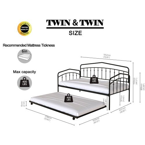 Bellemave® Twin Size Daybed with Twin Size Trundle Bed - Bellemave