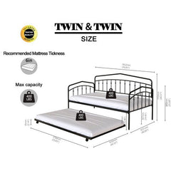 Bellemave® Twin Size Daybed with Twin Size Trundle Bed - Bellemave