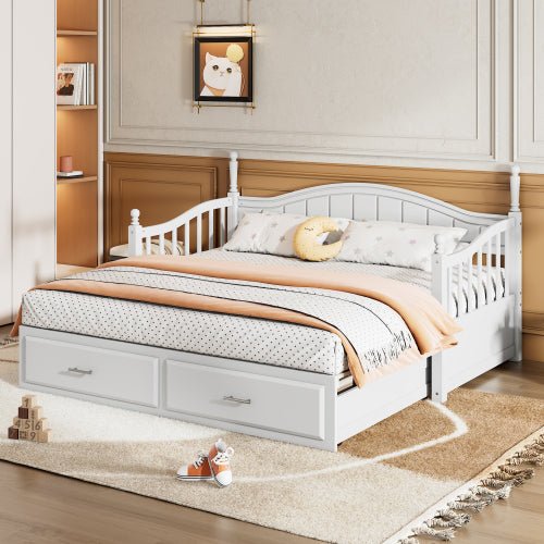 Bellemave® Twin Size Daybed with Twin Size Trundle Bed and Two Storage Drawers - Bellemave