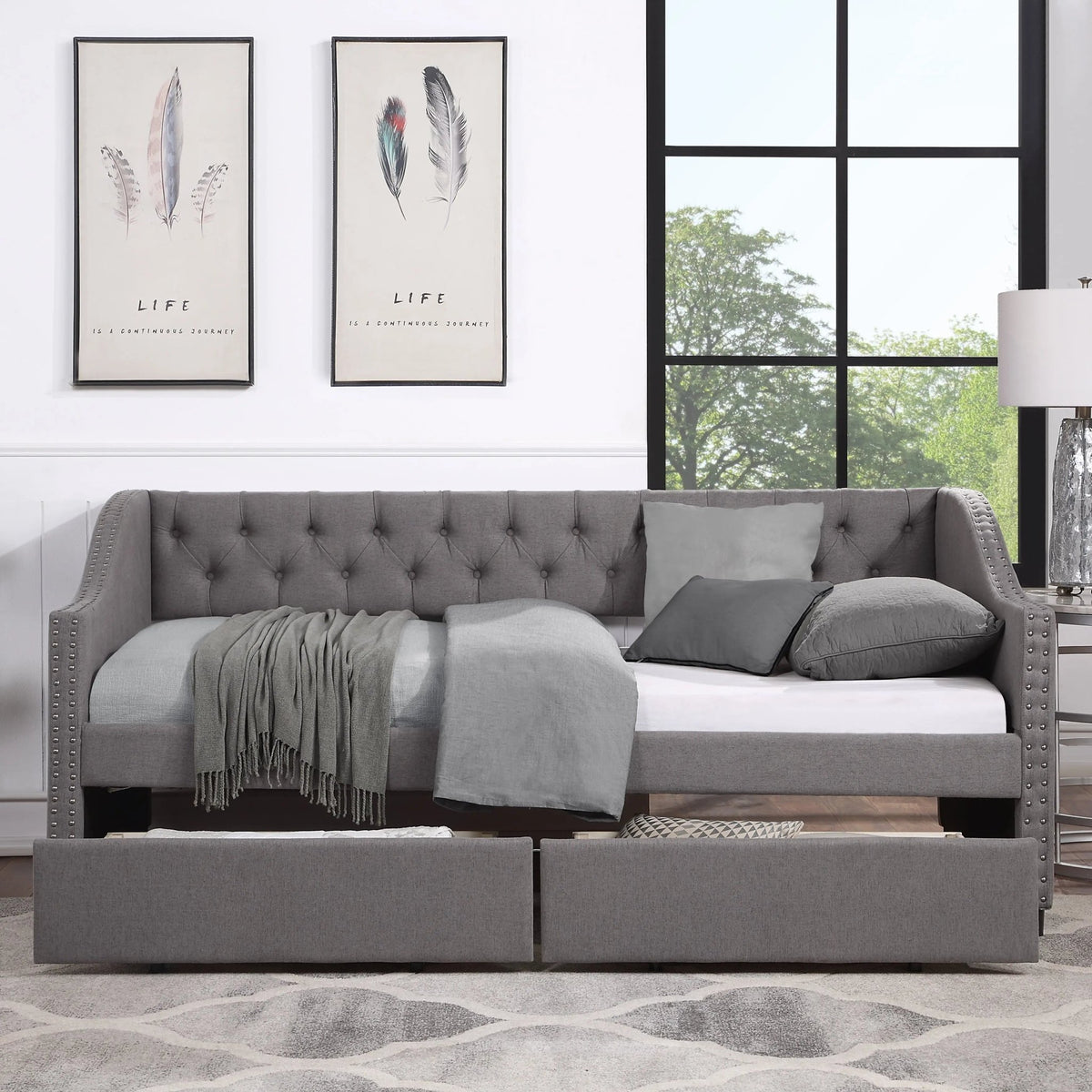 Bellemave® Twin Size Daybed with Two Drawers - Bellemave