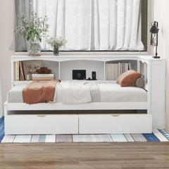 Bellemave® Twin Size Daybed with Two Storage Drawers, Storage Cabinets and USB Ports - Bellemave