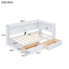 Bellemave® Twin Size Daybed with Two Storage Drawers, Storage Cabinets and USB Ports - Bellemave
