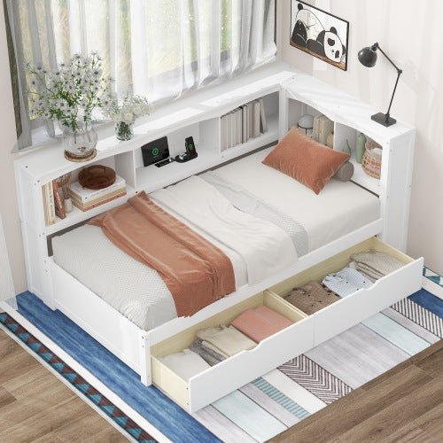 Bellemave® Twin Size Daybed with Two Storage Drawers, Storage Cabinets and USB Ports - Bellemave