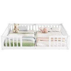 Bellemave® Twin Size Double Floor Bed with Fence, Guardrails, Without Door - Bellemave
