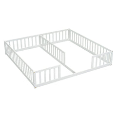 Bellemave® Twin Size Double Floor Bed with Fence, Guardrails, Without Door - Bellemave