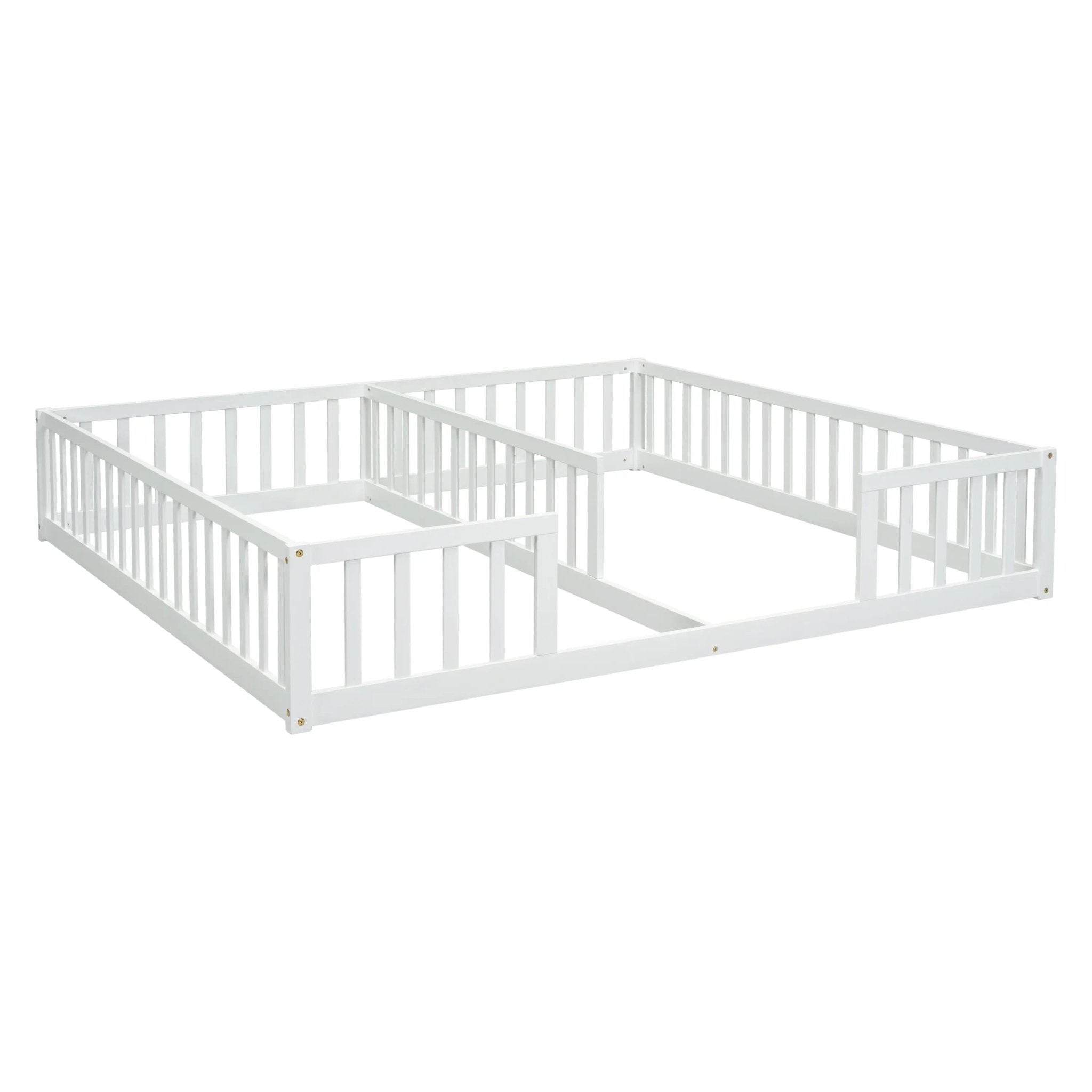 Bellemave® Twin Size Double Floor Bed with Fence, Guardrails, Without Door - Bellemave