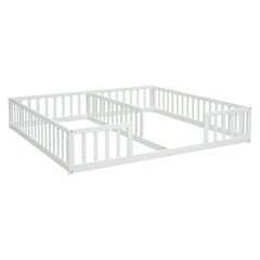 Bellemave® Twin Size Double Floor Bed with Fence, Guardrails, Without Door - Bellemave