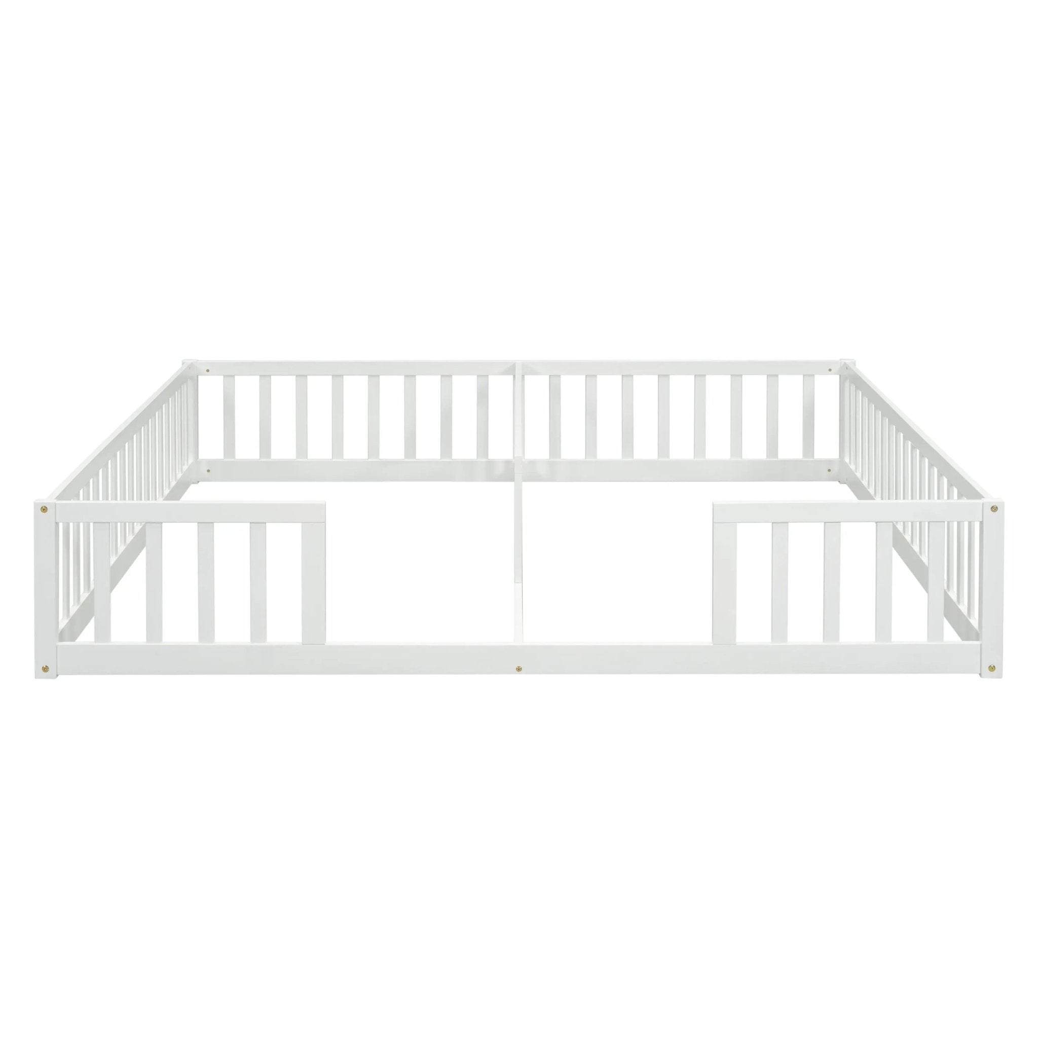 Bellemave® Twin Size Double Floor Bed with Fence, Guardrails, Without Door - Bellemave