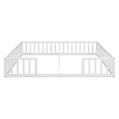 Bellemave® Twin Size Double Floor Bed with Fence, Guardrails, Without Door - Bellemave