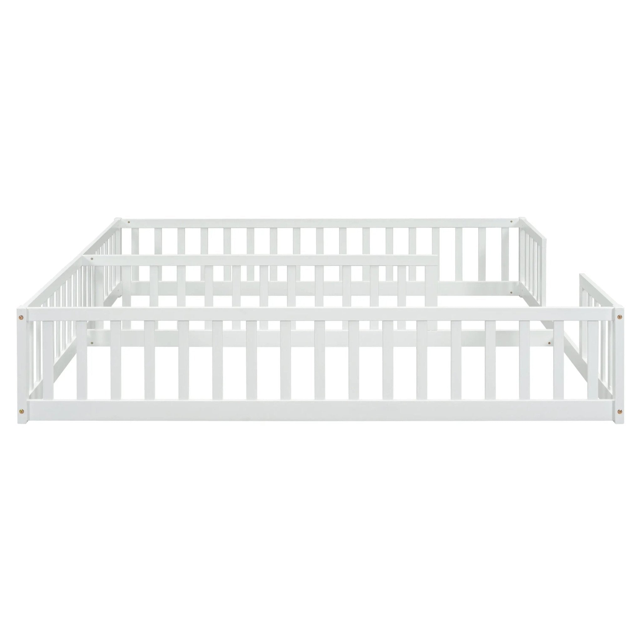 Bellemave® Twin Size Double Floor Bed with Fence, Guardrails, Without Door - Bellemave