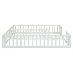 Bellemave® Twin Size Double Floor Bed with Fence, Guardrails, Without Door - Bellemave