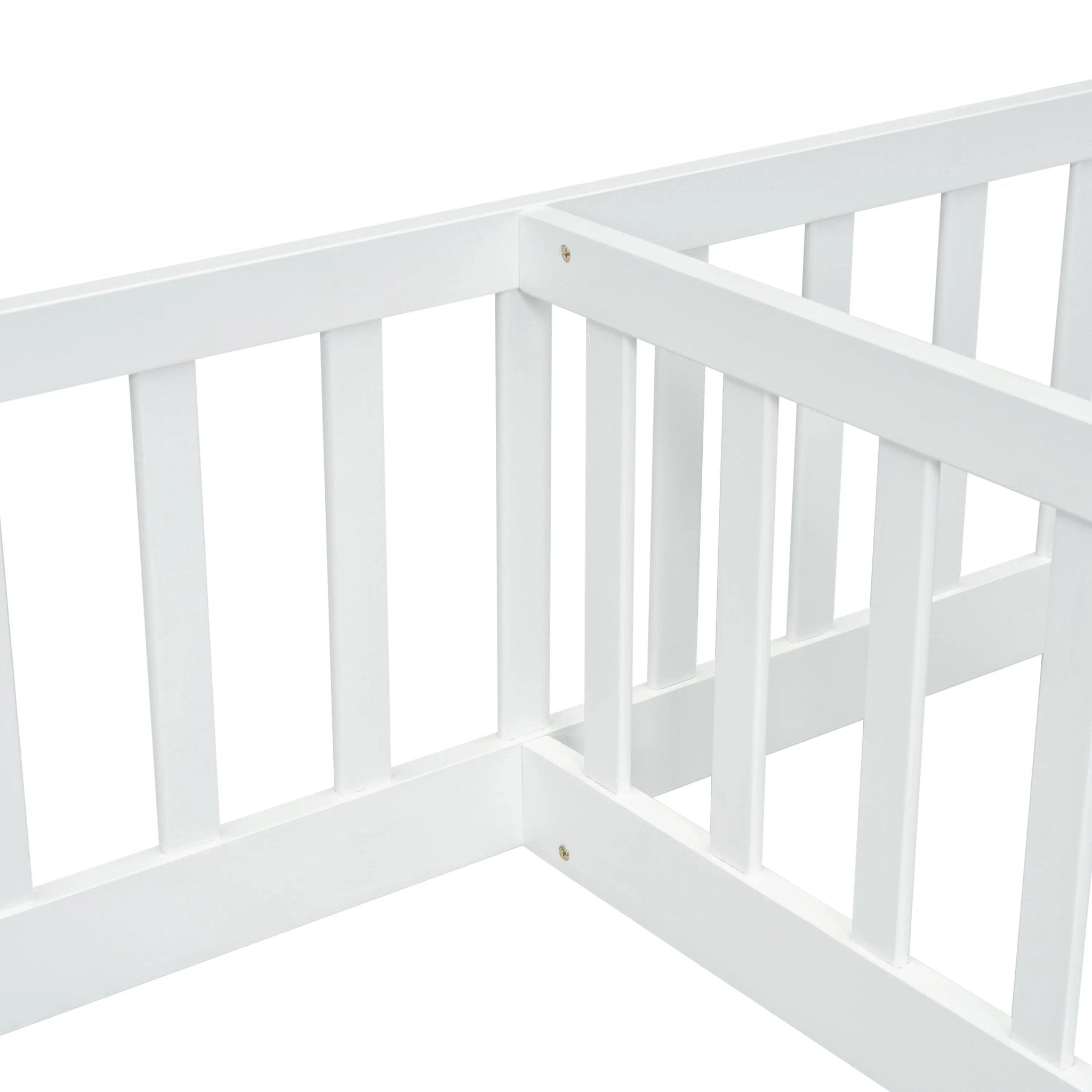 Bellemave® Twin Size Double Floor Bed with Fence, Guardrails, Without Door - Bellemave