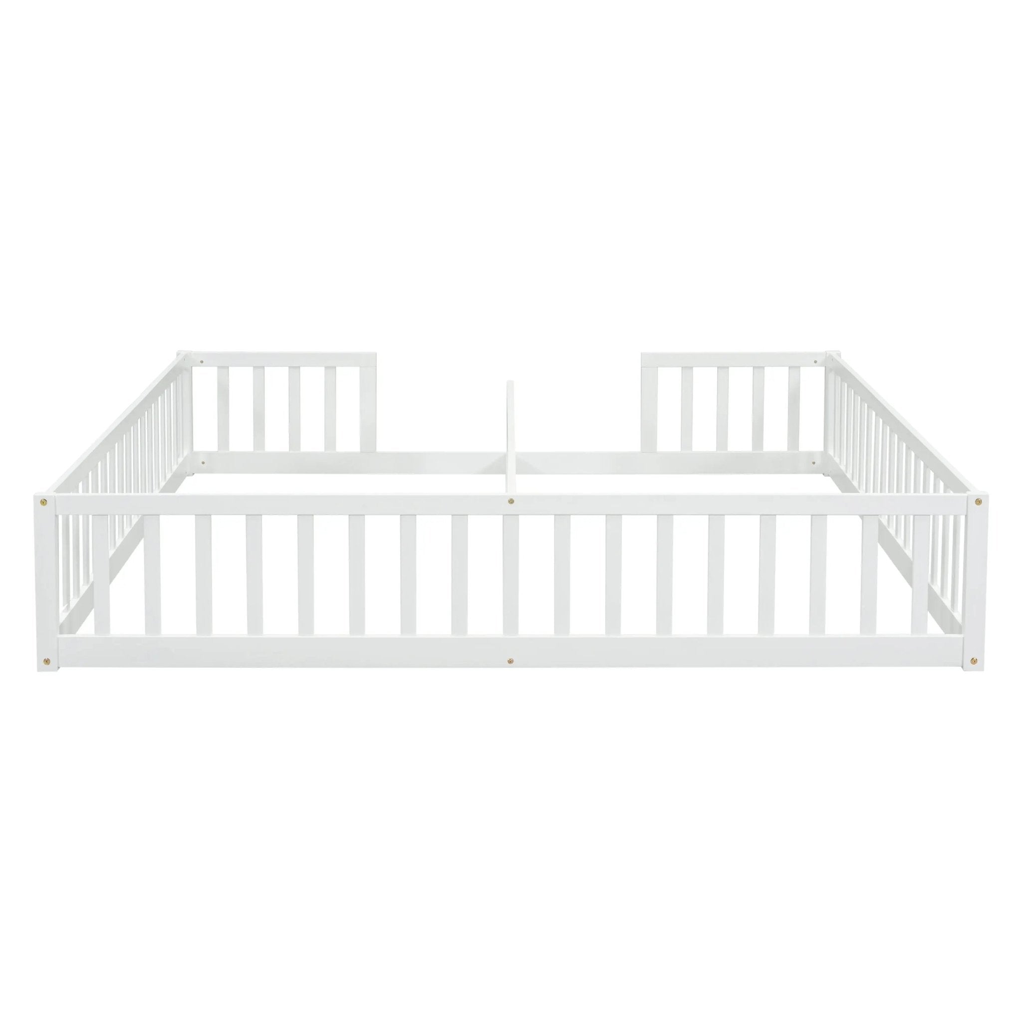 Bellemave® Twin Size Double Floor Bed with Fence, Guardrails, Without Door - Bellemave