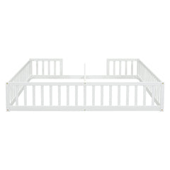 Bellemave® Twin Size Double Floor Bed with Fence, Guardrails, Without Door - Bellemave