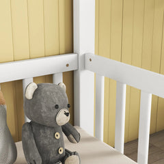Bellemave® Twin Size Double House - Style Floor Bed with Fence, Guardrails, without door - Bellemave