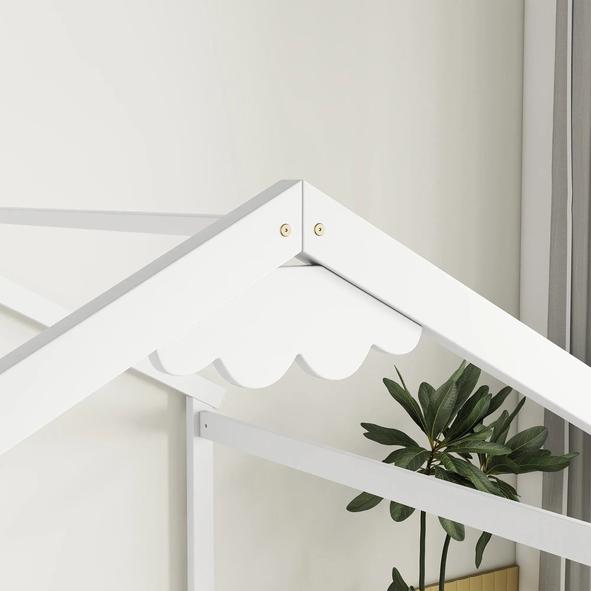 Bellemave® Twin Size Double House - Style Floor Bed with Fence, Guardrails, without door - Bellemave
