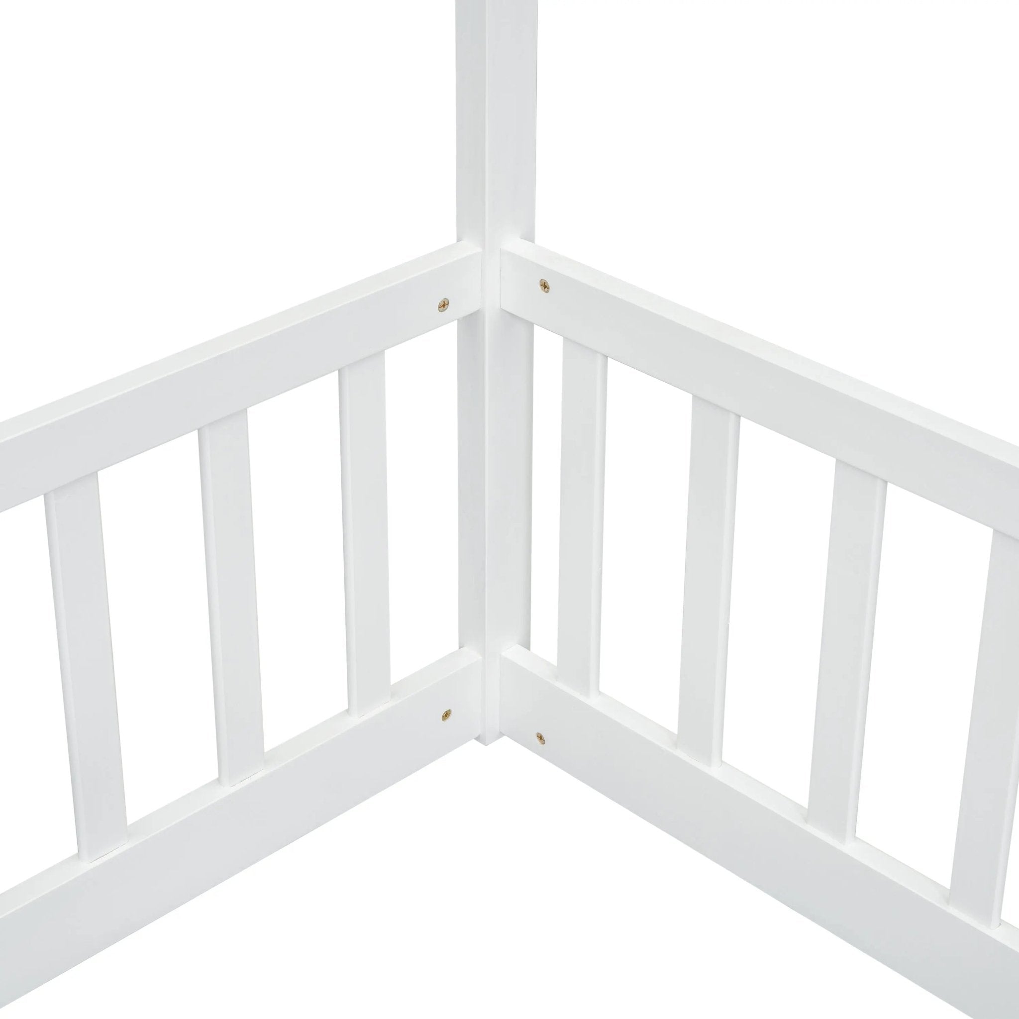 Bellemave® Twin Size Double House - Style Floor Bed with Fence, Guardrails, without door - Bellemave