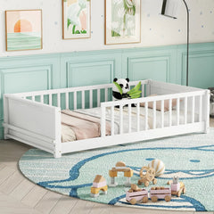 Bellemave® Twin Size Floor Bed with Built - in Book Storage Rack - Bellemave