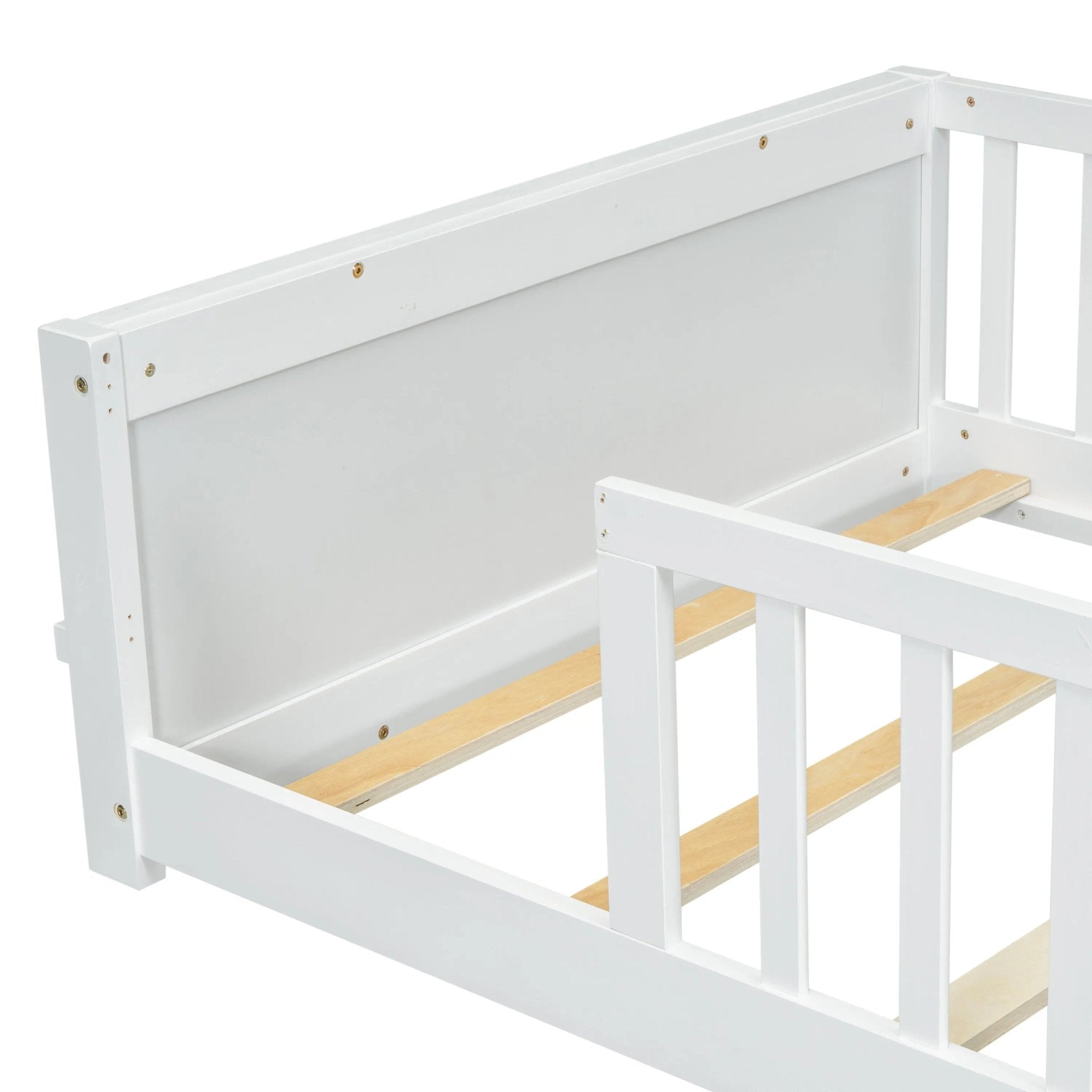 Bellemave® Twin Size Floor Bed with Built - in Book Storage Rack - Bellemave