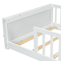 Bellemave® Twin Size Floor Bed with Built - in Book Storage Rack - Bellemave