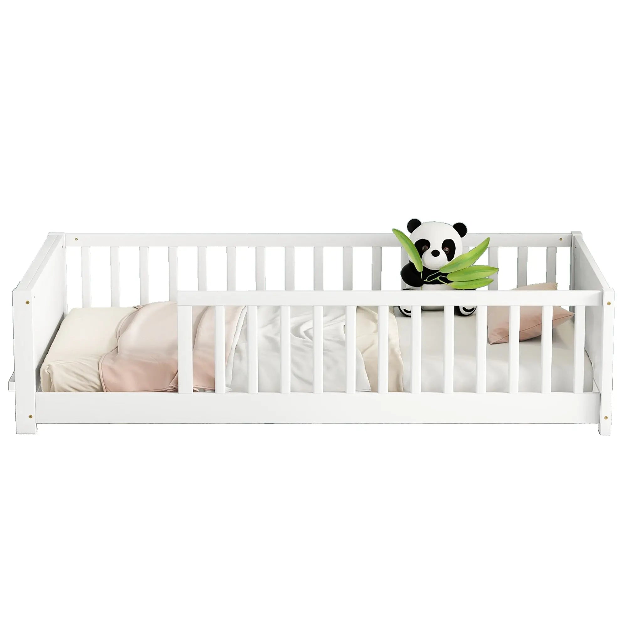 Bellemave® Twin Size Floor Bed with Built - in Book Storage Rack - Bellemave