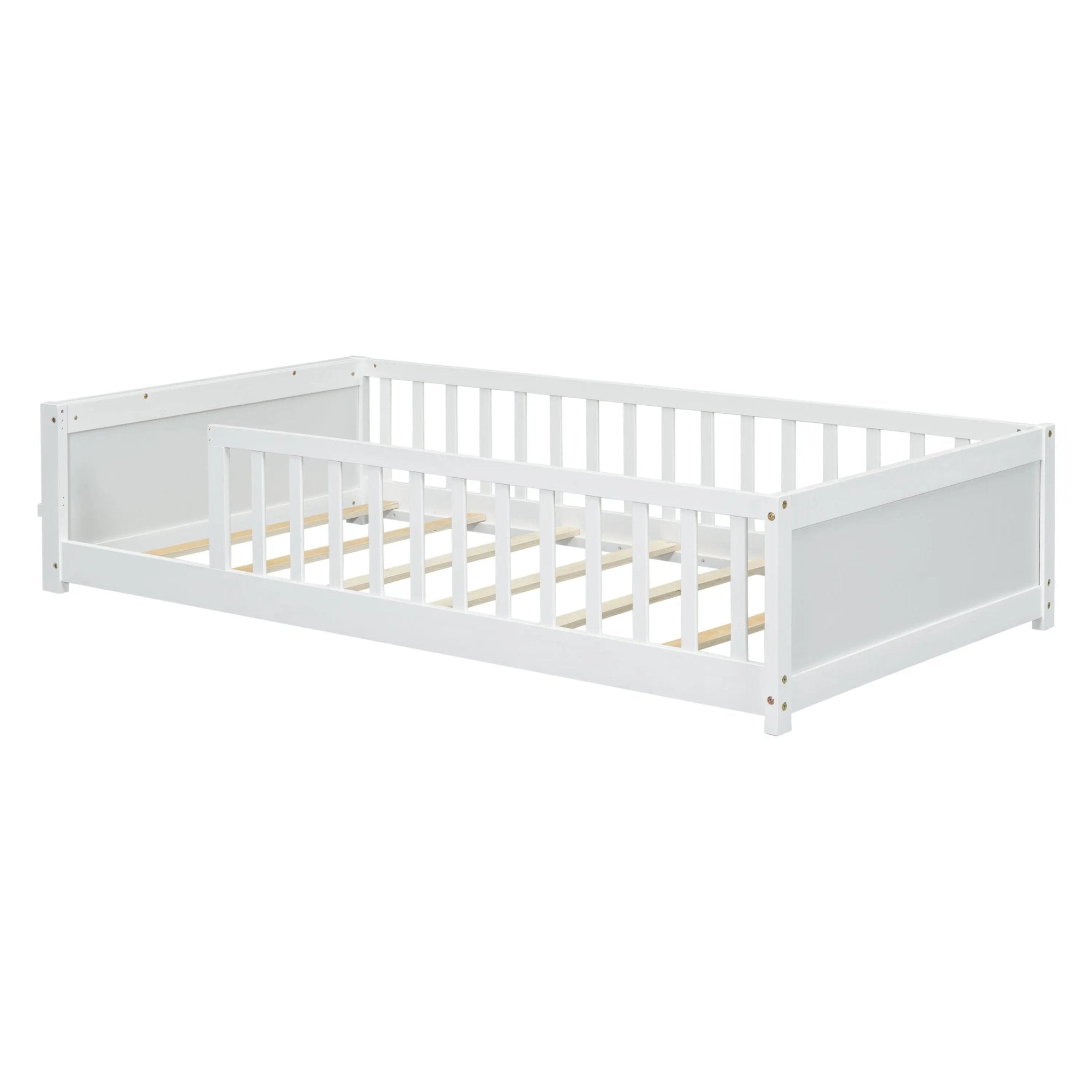 Bellemave® Twin Size Floor Bed with Built - in Book Storage Rack - Bellemave