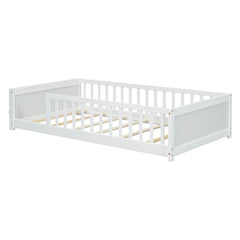 Bellemave® Twin Size Floor Bed with Built - in Book Storage Rack - Bellemave
