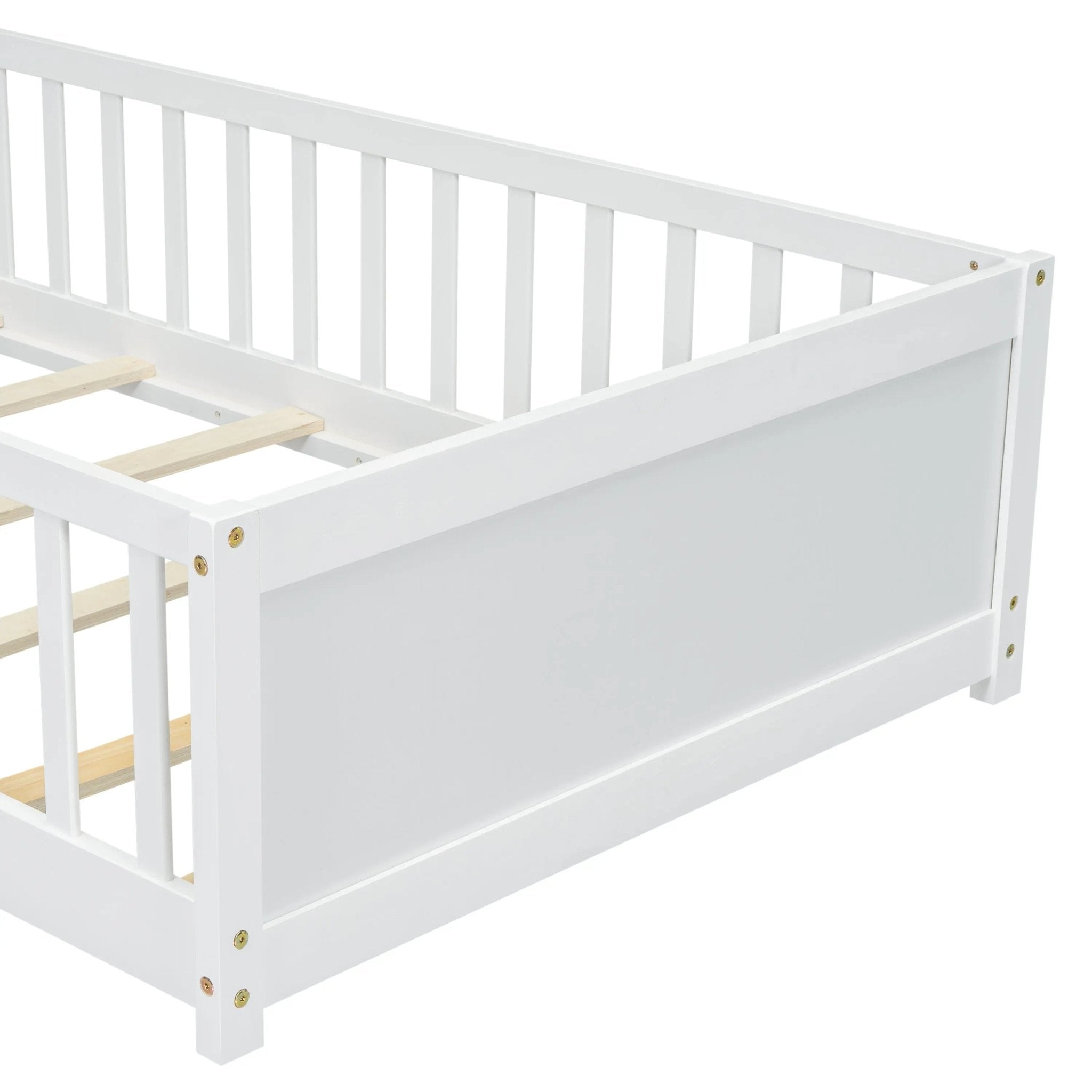 Bellemave® Twin Size Floor Bed with Built - in Book Storage Rack - Bellemave