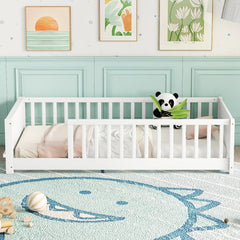 Bellemave® Twin Size Floor Bed with Built - in Book Storage Rack - Bellemave