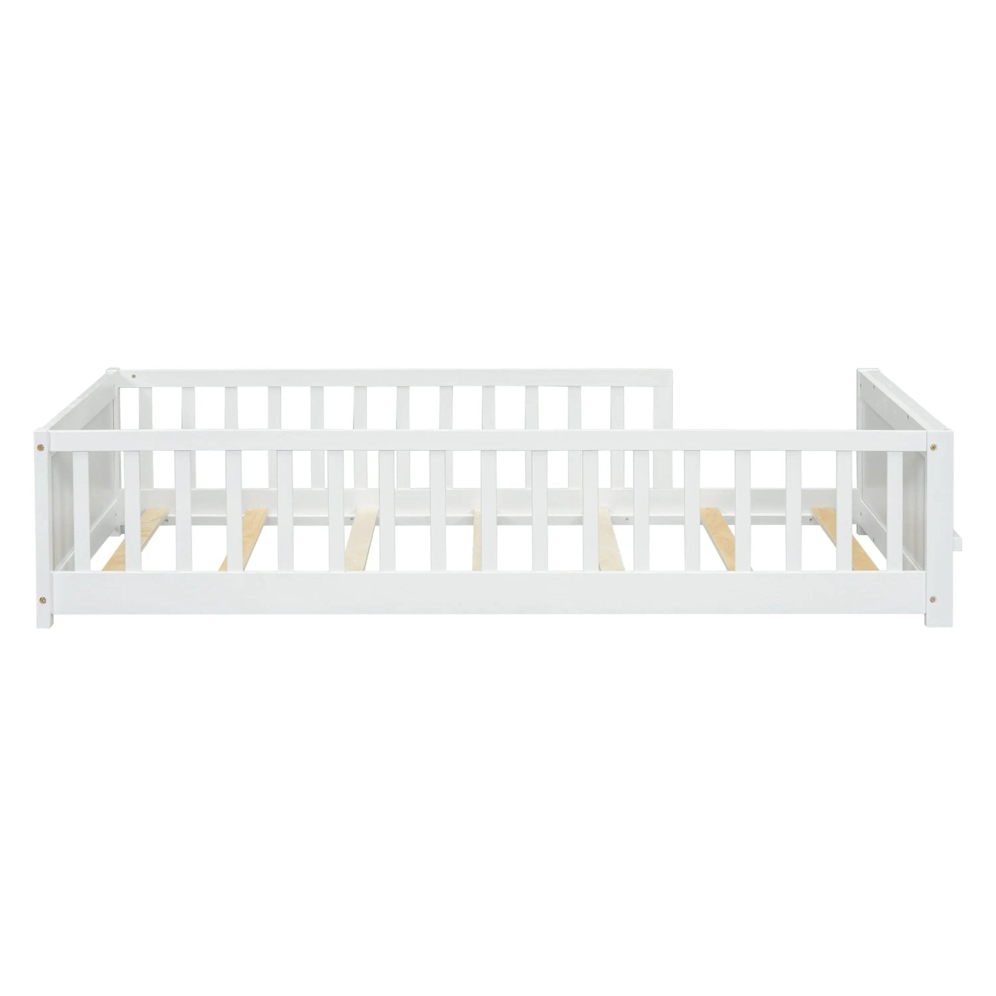 Bellemave® Twin Size Floor Bed with Built - in Book Storage Rack - Bellemave