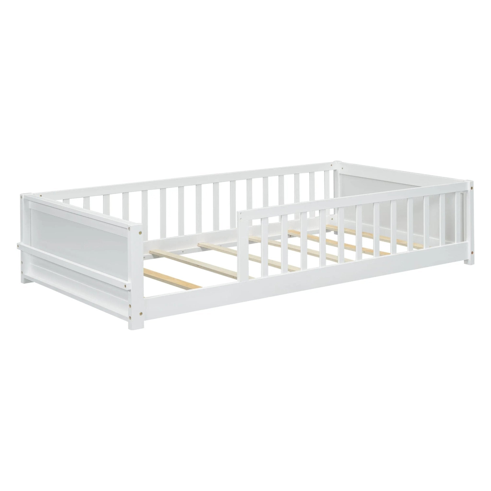 Bellemave® Twin Size Floor Bed with Built - in Book Storage Rack - Bellemave