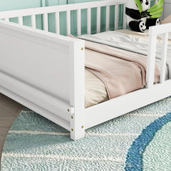 Bellemave® Twin Size Floor Bed with Built - in Book Storage Rack - Bellemave