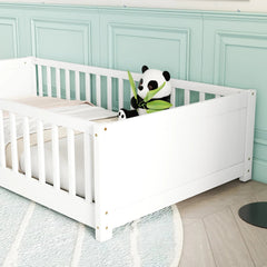 Bellemave® Twin Size Floor Bed with Built - in Book Storage Rack - Bellemave