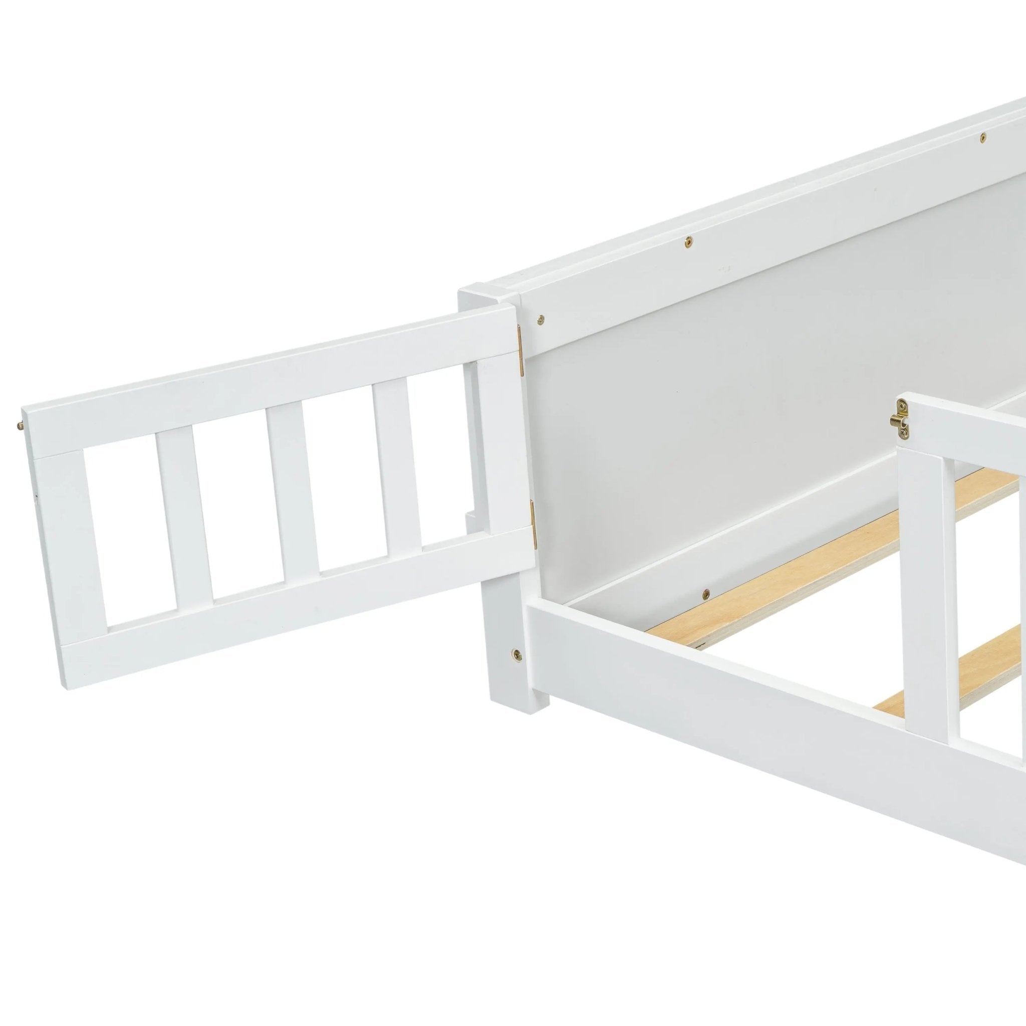 Bellemave® Twin Size Floor Bed with Built - in Book Storage Rack, Door - Bellemave
