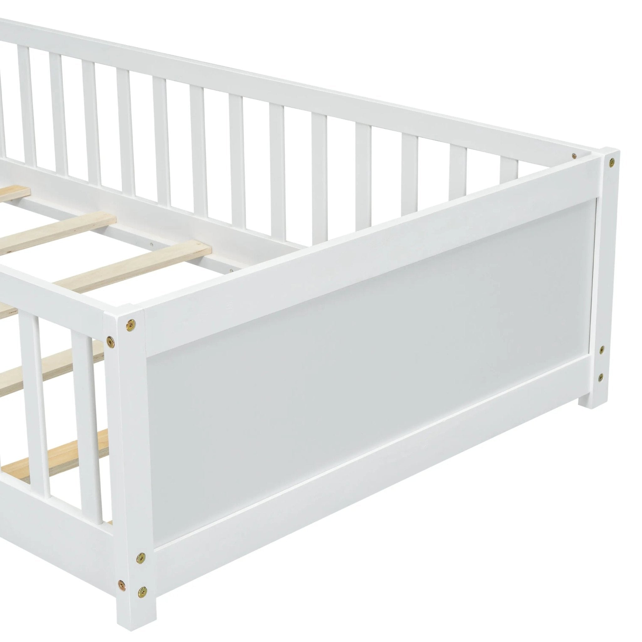 Bellemave® Twin Size Floor Bed with Built - in Book Storage Rack, Door - Bellemave