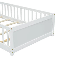 Bellemave® Twin Size Floor Bed with Built - in Book Storage Rack, Door - Bellemave